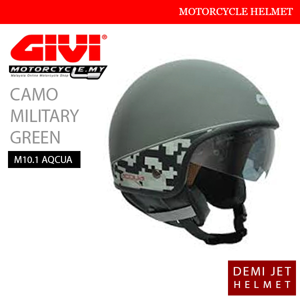 GIVI Camo Military Green Demi Helmet Malaysia